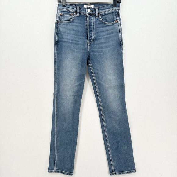 REDONE Jeans Womens 26 80s Slim Straight Blue Denim High Rise Button Fly 90s - Picture 1 of 14